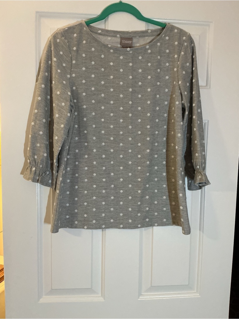 Chicos Women's Gray Polka Dot Knit Top